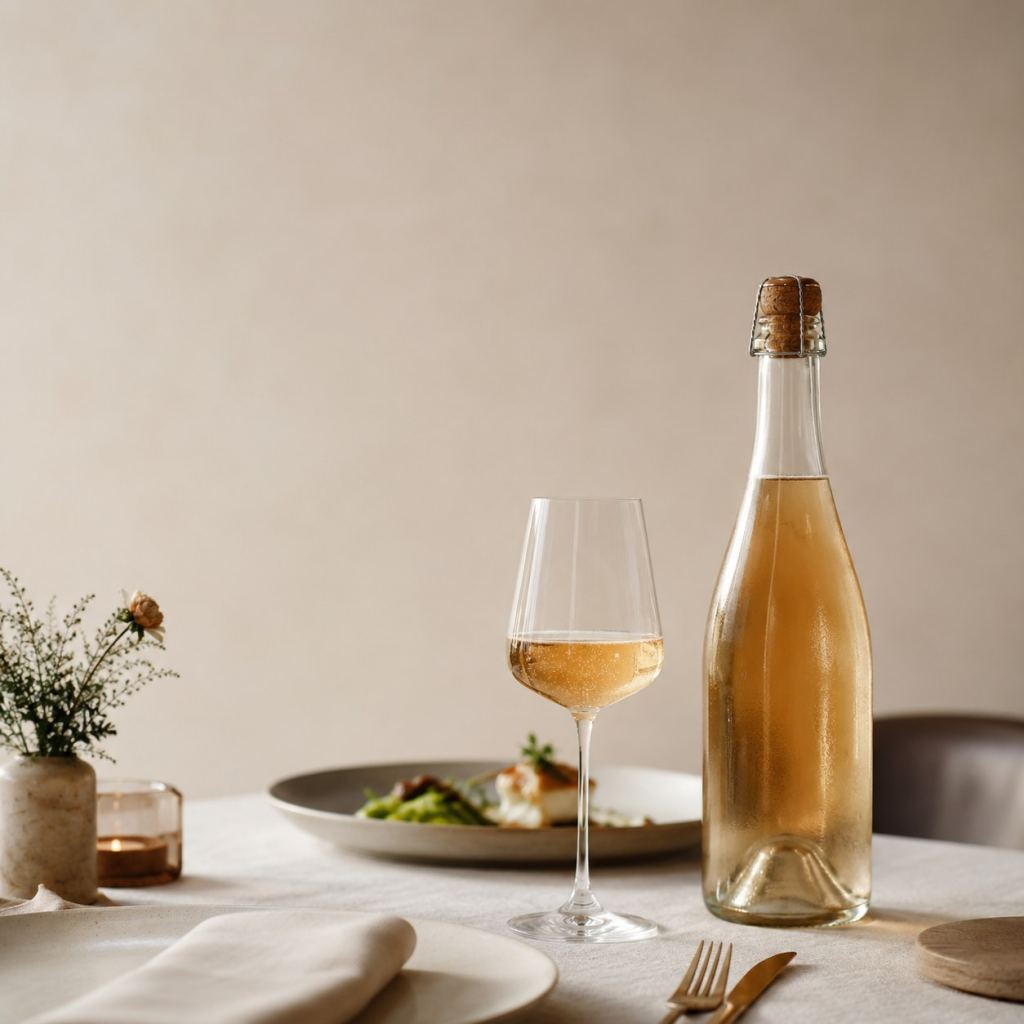 Glas Sparkling Tea mit feiner Perlage