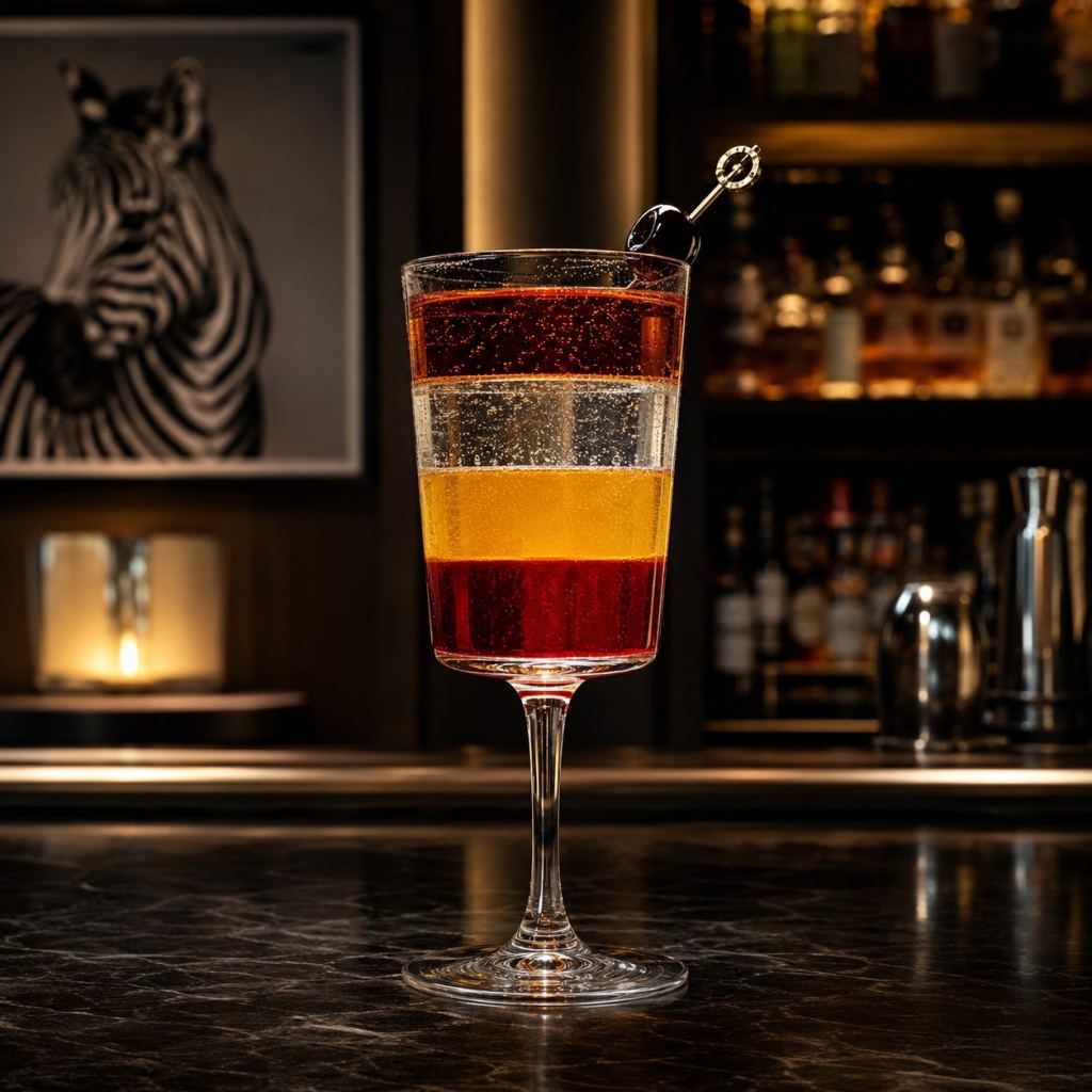 Geschichteter alkoholfreier Drink an einer Bar